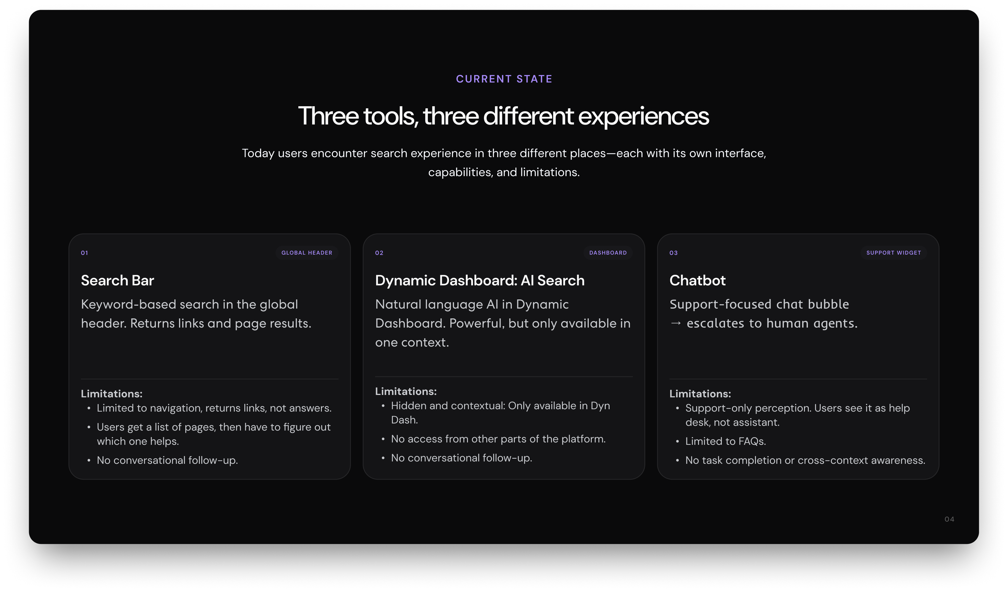Audit mapping – capabilities, gaps, and user journey across tools
